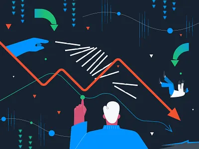 Stock Market Crash character characterdesign crash design editorial editorial illustration finance flat illustration illustrator minimal stock market technology vector vectorart web illustration website illustration