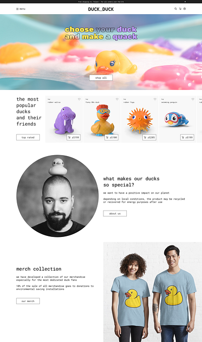 Site for the sale of rubber ducks design duck sale ui uidesign uiu ux uxdesign uxui web design