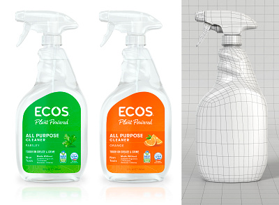 Ecos Spray Bottle - 3D Packaging Render 3d cgi illustration mock up packaging packshot photorealistic product shot render spray bottle visuallzation