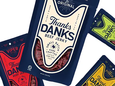 Thanks Danks Beef Jerky austin texas beefjerky branding consumerpackagedgoods curedmeats design gotexan handcrafted logo texas typography