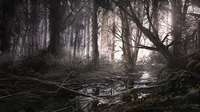 Beneath the Mire digitalart environment forest landscape mire swamp trees