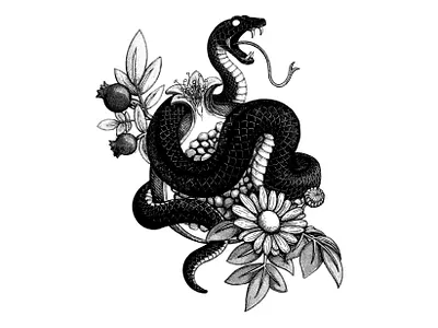 Forbidden Fruit black design illustration tattoo white