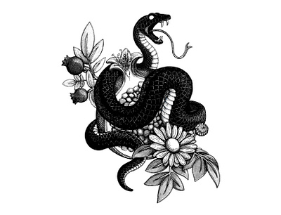 Forbidden Fruit black design illustration tattoo white