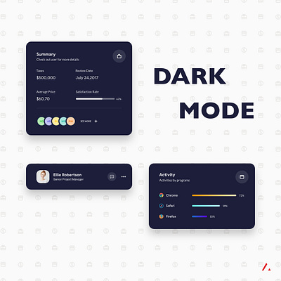 Dark Mode Widgets dark mode design illustration ui ui inspiration ux widgets