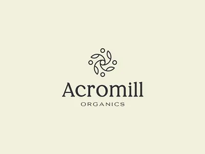 Acromill Organics acro brand identity branding clean design conscious eco flour mill gluten free grains icon logo logotype minimal organic stone ground sustainable vegan wind energy wind power windmill