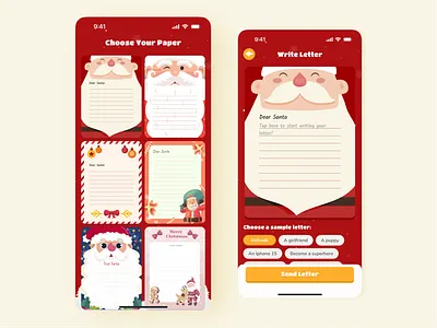 Letter Sending to Santa App christmasdesign christmastheme cleandesign colorpalette dribbble festiveui figma giftideas holidayapp illustration magicofchristmas merrychristmas mobileapp modernui playfuldesign softui uidesign userexperience uxtrends winterdesign