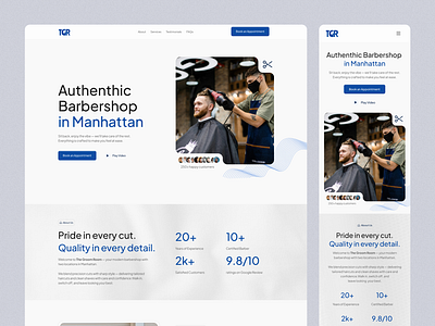 TheGroomRoom - Barber Website Design barber dark figma hero concept landing page responsive ui kit web design website