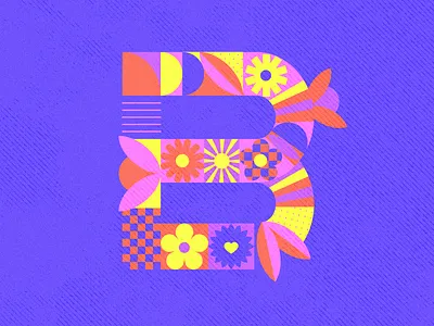 BLOOM b bloom design flower flowers graphic design illustration lettering summer sun type typography vector