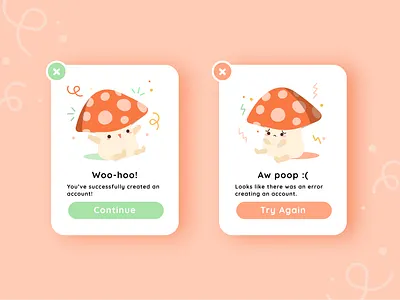 Mushroom Theme Flash Message app design dailyui design challenge figma figma design flash message graphic design illustration ios app mushroom product design ui ui design ux ux design vector vector art