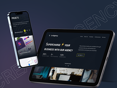 Le Agency - Creative Agency Mockup view agency business clean creative agency design digital products hero section ipad mockup iphone mockup landing page design minimal mobile app modern portofolio responsive website studio ui ui design uiux web design