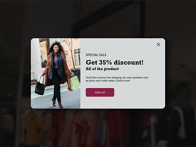 DailyUI #016 - Pop-Up / Overlay 016 challenge collectui daily challenge dailyui dailyui016 design discount figma overlay pop up ui website