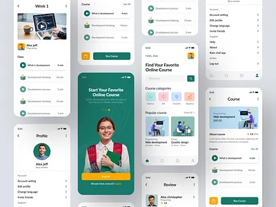 Online Course Application app design app ui book class courses education education app elearning exam ios app learn learn app mobile mobile app online course online course app study ui uitariqul ux