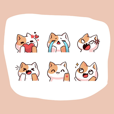 CUTE CAT EMOTES 2d animation art avatar brand identity branding cat emotes cute emotes design drawing emotes graphic design illustration illustrator logo motion graphics social media streaming twitch vector