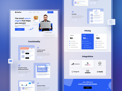 Sherloc Landing Page android app design branding design ios app design landing page minimal mobile app design search engine site shots ui webapp website design