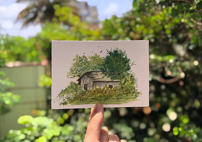Watercolor painting artist drawing home illustration painting watercolor
