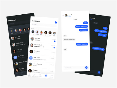 Chats and Messages app design application application design chat chat application chat mobile chat mobile screen chat screen chat with user chatting dark mode design ios light dark mode light mode ui ui design uiux user chat