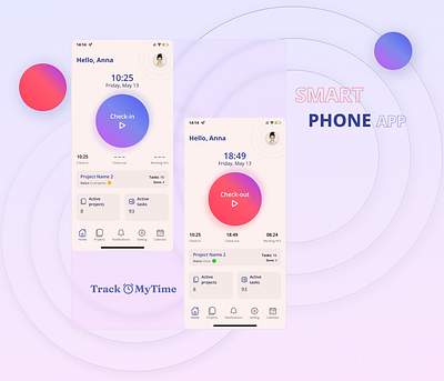 Mobile App for time tracking and task management app application branding color dashboard design illustration inspiration ios landing login ui logo management mobile mobileapp prototype reference task tracker ui