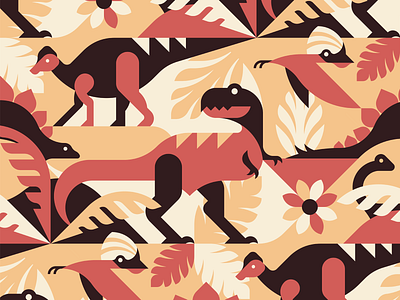 Dinosaur Seamless Pattern animal brachiosaurus brontosaurus dino dinosaur flat geometric hypacrosaurus illustration jungle jurassic leaves nature pattern pterodactyl seamless stegosaurus tropic tyrannosaurus vector