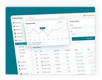 Tradomotion - Fintech Application Interface Design app design bitcoin clean crtpto trading crypto dashboard design dezzlab earn yeild exchange financial dashboard fintech fintech application interface minimal payment product design transaction ui design websiite design
