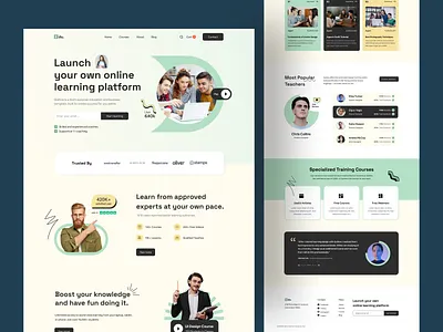 E-learning Platform Landing Page clean ui course design education education website educational elearning home page landing page learning learning platfrom minimal modern online online education platfrom ui uiux webdesign website