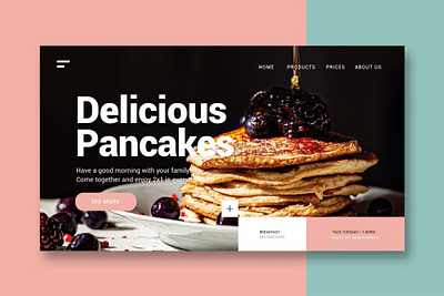 Breakfast & Pancakes - Landing Page app branding breakfast design dessert graphic design illustration landing page motion graphics pancakes product restaurant shop store ui ui design ux ux design web development website