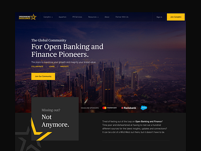 Open Banking Excellence Website blackyellow comporate corporate finance landingpage ui uidesign uxui website