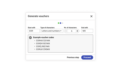 Maxxton - Generate randomized discount codes. app code combine design discount generate input modal random saas