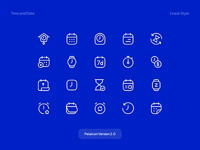 Time and Date Icons - Pelaicon v2.0 android calendar clock date icon icon pack icon set icondesign icongeraphy iconpack iconset ios linear icon minimal mobile pelaicon stopwatch time time and date ui