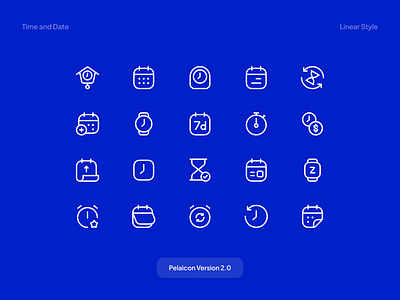 Time and Date Icons - Pelaicon v2.0 android calendar clock date icon icon pack icon set icondesign icongeraphy iconpack iconset ios linear icon minimal mobile pelaicon stopwatch time time and date ui