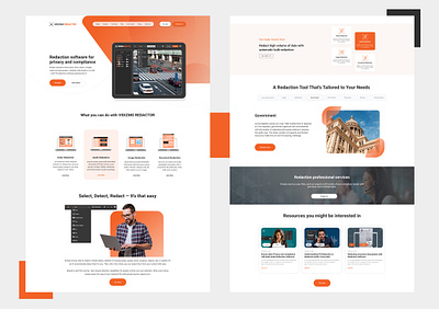 VIDIZMO Redactor.ai (SaaS) Website Landing Page ai ai solutions branding design graphic design landing page orange orange theme redaction saas software website typography ui ux vector video video redaction web design website