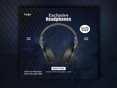 Headphone social media post design accessories advertising banner brand identity branding design graphic graphic design headphone marketing modern social media post design music accessories social media marketing social media post social media template typography web banner web design web flyer
