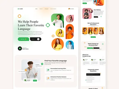 E-Learn - Website Design adobe xd animation branding custom website figma graphic design illustration language learning language website mobile app mobile design mobile view design responsive website ui ui design uiux ux design web design web development website
