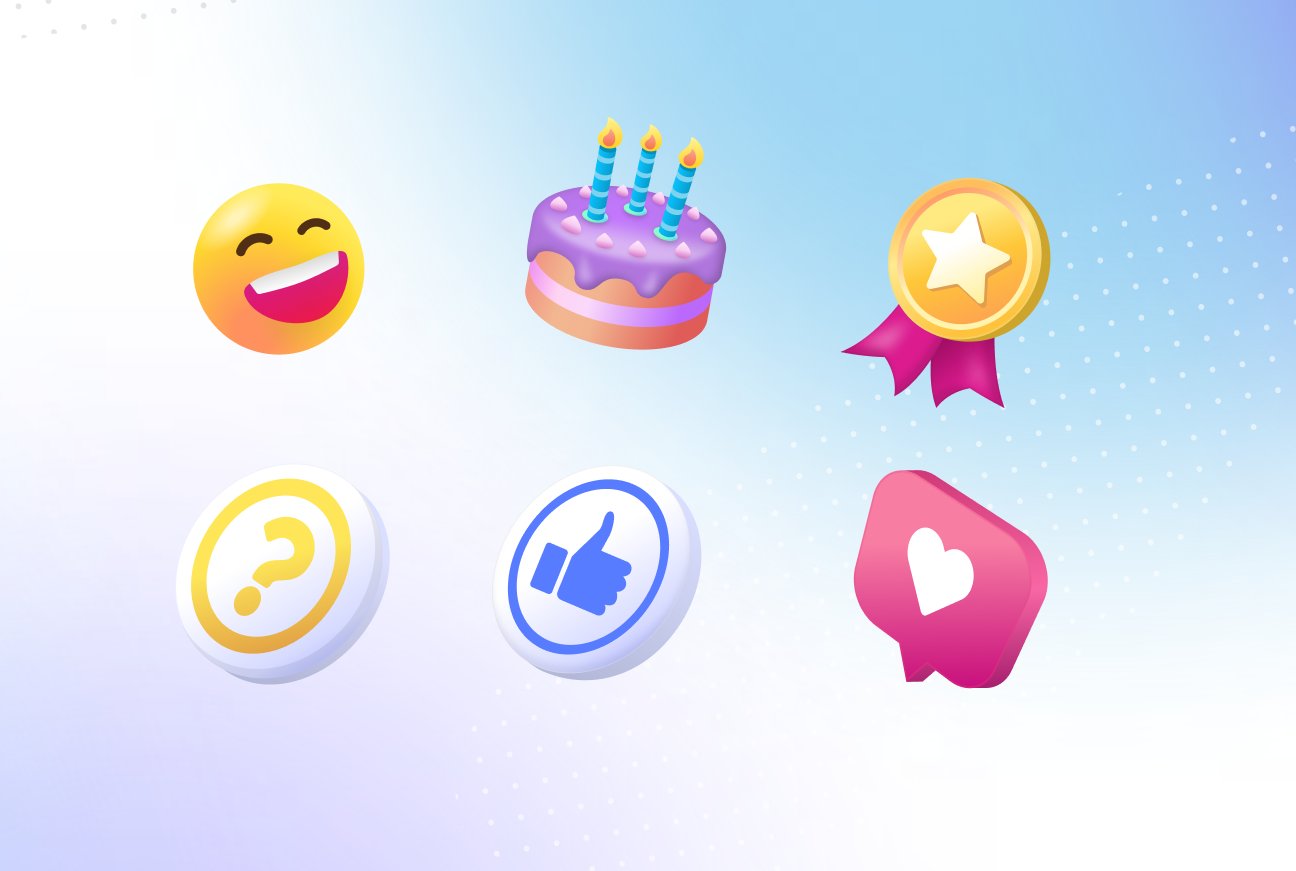 Vector 3D Icon set 3d cake emoji figma icon like medal vector