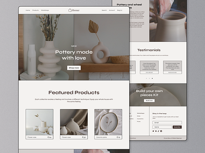 Boue Landing page design landing page pottery ui ux web design