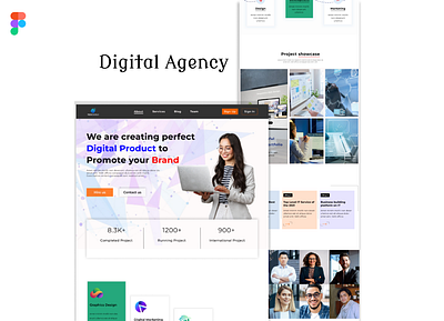 Digital Agency Website UI branding digital agency website interactive design one page website ui uiux ux