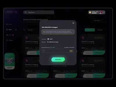 Defi Gaming - Stake Modal blockchain concept crypto crypto staking defi design figma figmadesign flat gaming pools stake stake crypto staking staking modal ui