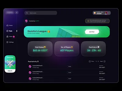 Defi Gaming - Pool Details blockchain crypto design figmadesign game gamified gaming pools staking