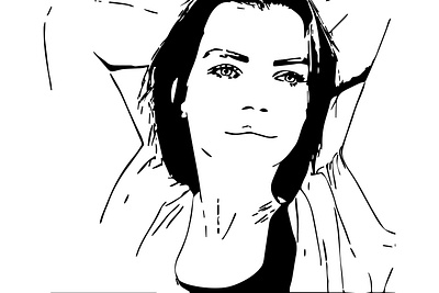 Beautiful young woman face vector drawing sketch. minimal