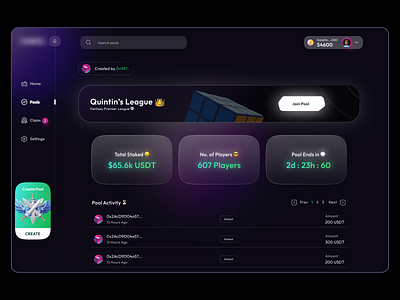 Defi Gaming - Pool Details blockchain crypto defi design figma figmadesign game gamefi gamified gaming staking