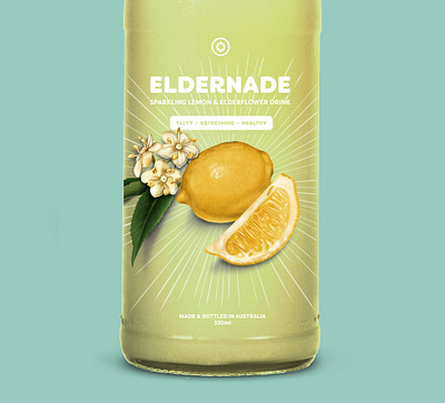 eldernade botanical illustration drink label floral food illustration fruit lemon packaging