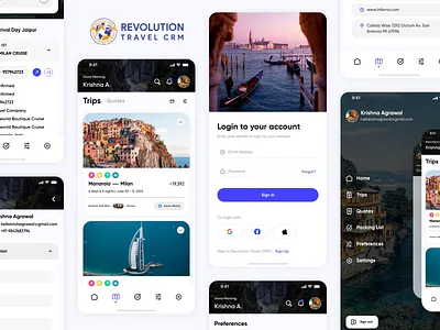 Revolution Travel CRM Mobile Application app application branding crm design mobile travel travel app ui ux web web design website