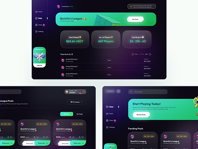 Defi Gaming application blockchain crypto crypto staking design figma figmadesign game gamefi gamified gaming pools stake web3