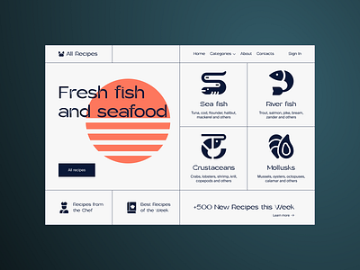 Daily UI design challenge #040 - Recipe branding dailyui design graphic design illustration logo recipe recipes seafood typography ui ux