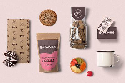 Qookies Branding bakery branding color palette design lettering logo modern packaging typography