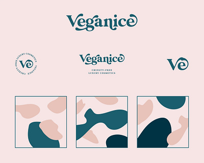 Veganice Logo System brand identity branding cosmetics feminine logo logo system monogram organic pattern design patterns stamp logo vegan