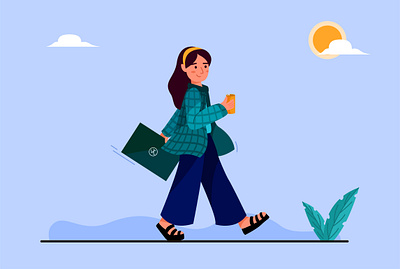 Walking alone adobe illustrator character character design design flat design flat illustration graphic design illustration vector