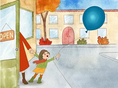 Children's Book Illustration - "Blue Balloon" by Marta Coughlin childrensbookillustration illustration illustrator