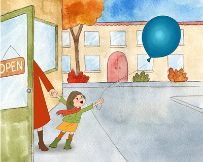 Children's Book Illustration - "Blue Balloon" by Marta Coughlin childrensbookillustration illustration illustrator