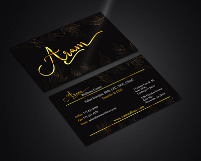 Business Card Design abstract branding business card card card design dark design golden minimal visiting wellness