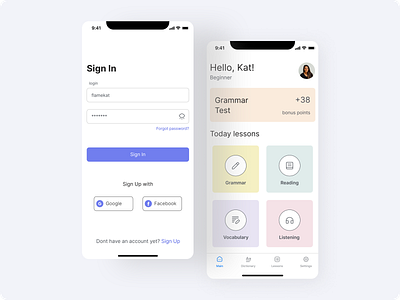 Learning English app. design ui